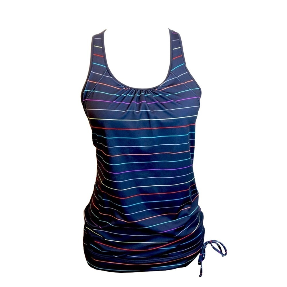Athleta Black Striped Tank w/ built in Bra XS